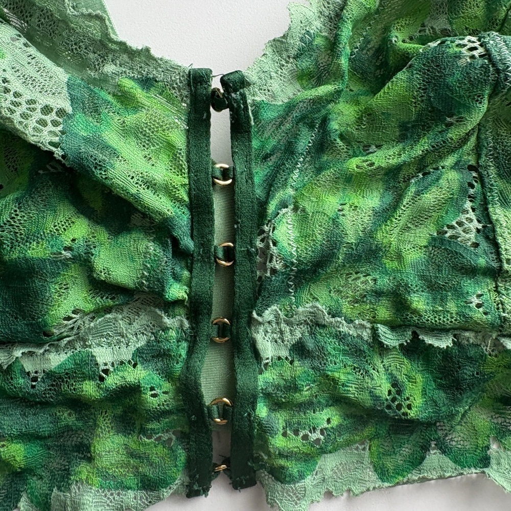 Aerie Front Clasps Green Lace Bralette Size XL Bra St Patrick’s Day ☘️ - Picture 4 of 9
